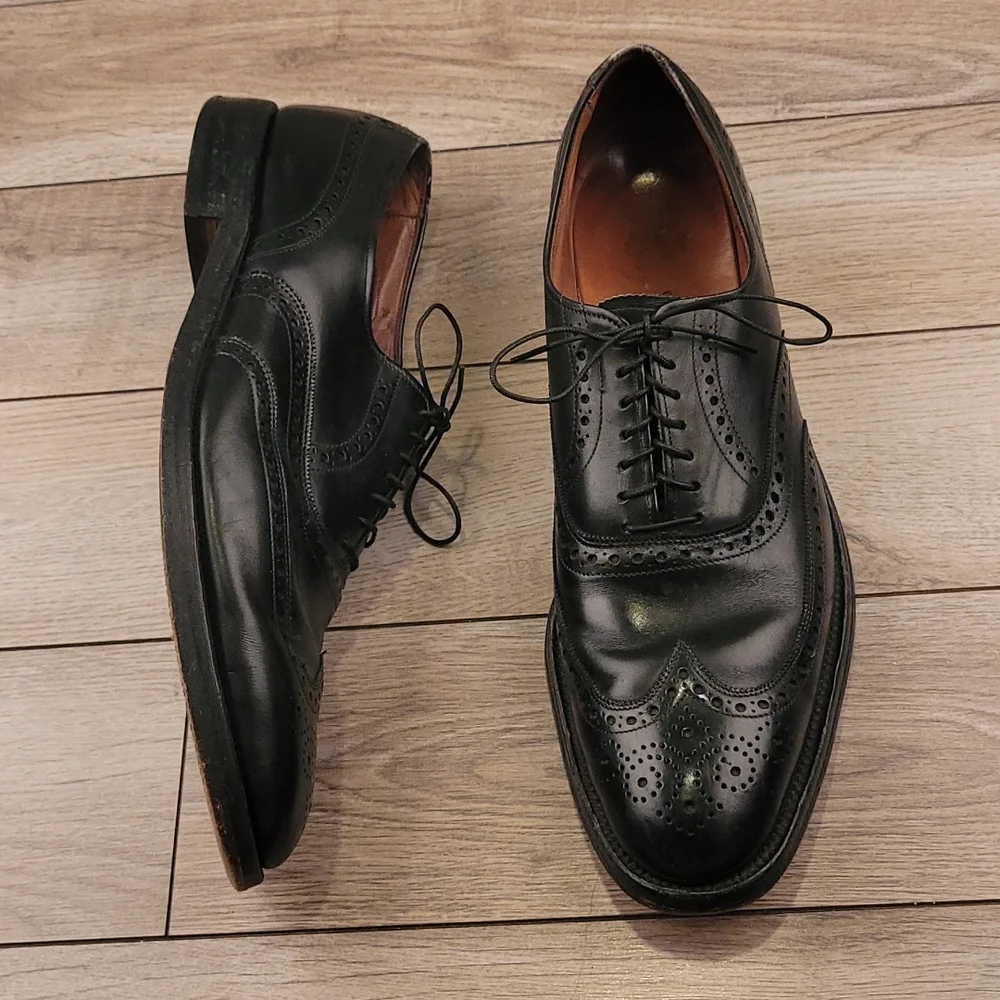 ALLEN EDMONDS Black Leather Boulevard Sz 13 AAA Long Wing Tip Mens‎ Shoes